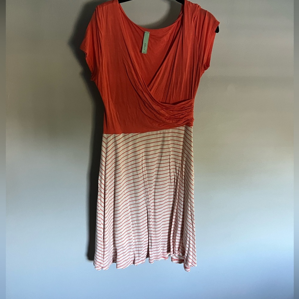Gilli Wrap-Styled Dress, Salmon/Off-White, Size: M